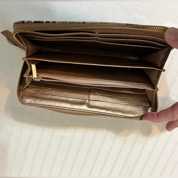 Ann Klein snakeskin wallet  brown/cream - Picture 13 of 16